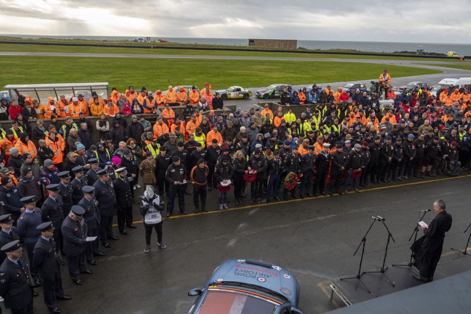 Large group of people at a memorial service.