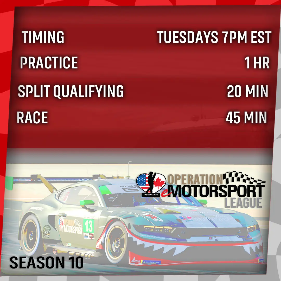 Operation Motorsport League Season 10 schedule.